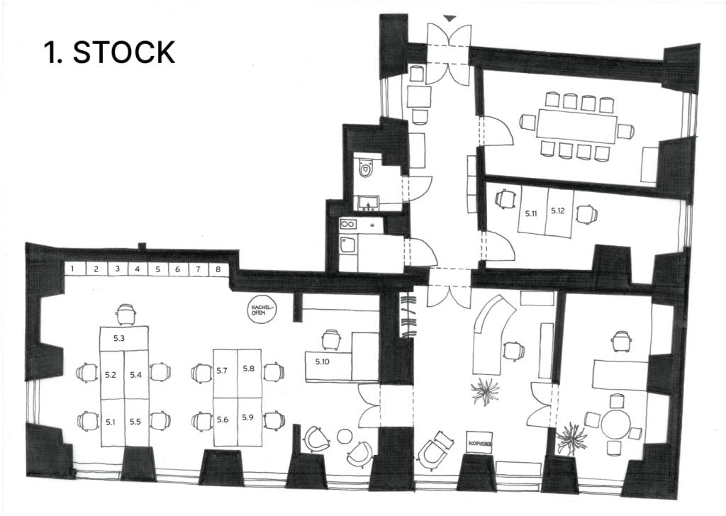 Kipferlhaus Büroplan Erster Stock
